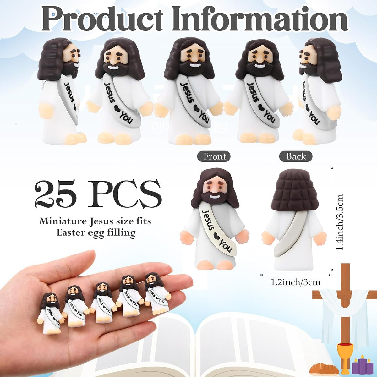 Bememo 25 mini Jesus figures in multicolor rubber, little figurines in robes - view 14