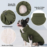 ASENKU Dog Winter Coat Dog Fleece Puffer Jacket for Small Medium - X-Large / Armygreen - image 2