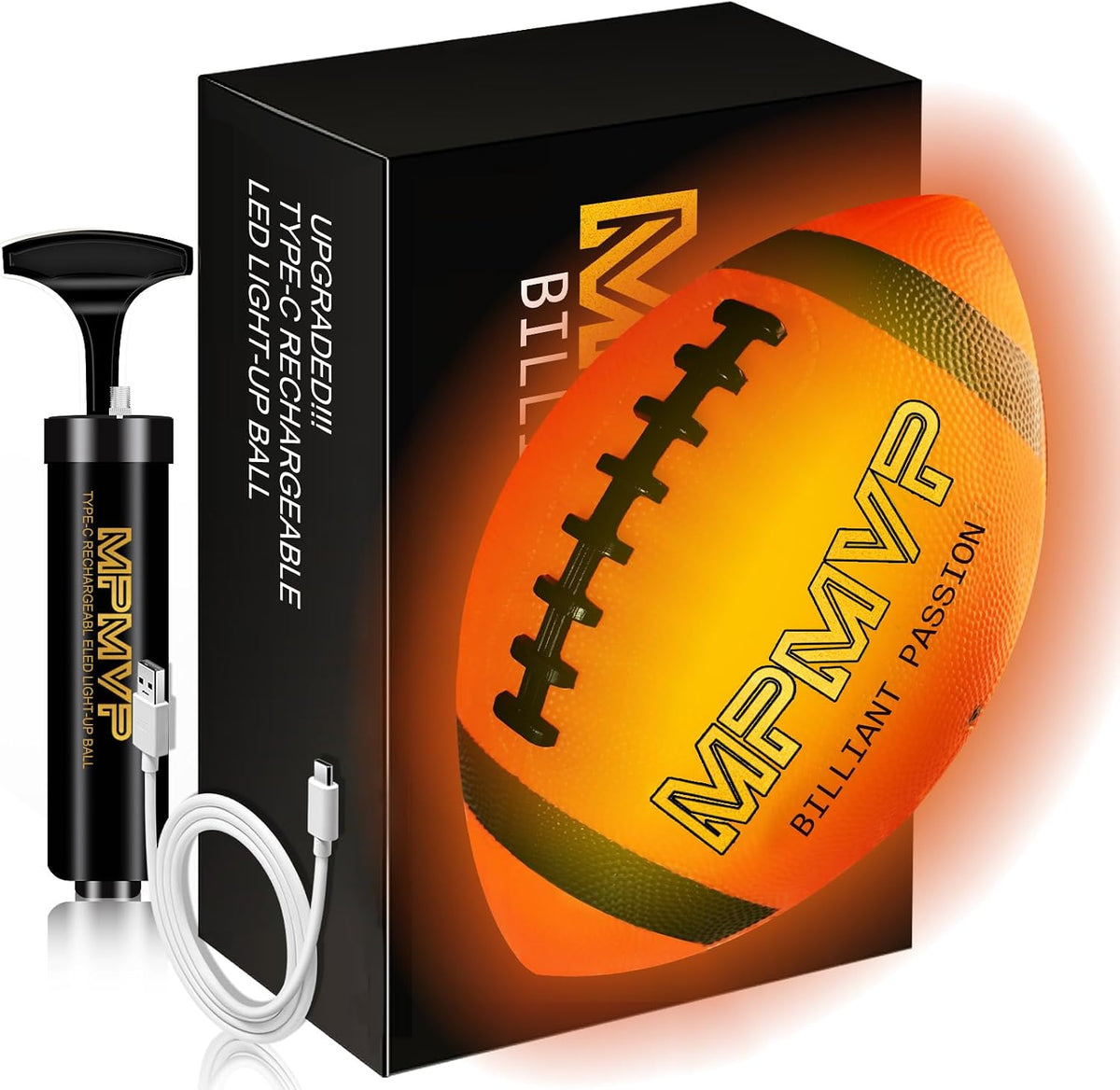 Glow in The Dark Football, Light Up LED Football Size 6 - Size 6