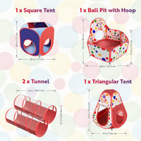 Playz 5pc Pop Up Play Tent and Crawl Through Tunnels for Kids w/Carry - Red - image 3