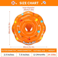 Inflatable Baby Swimming Float with Safety Seat Fun Swimming Pool - Orange - image 4