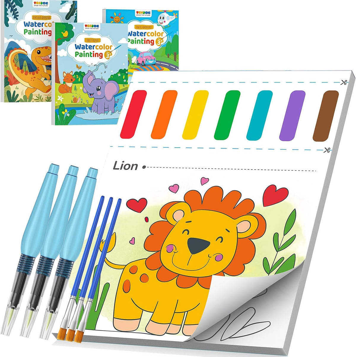 TECJOE 3 Pack Paint with Water Books - Traffic & Forest & Dinosaur