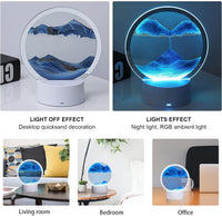 rysnwsu Moving Sand Art Picture Round Glass 3D Deep Sea Sandscape - Blue / RC-Control - image 4
