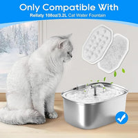 Pet Water Fountain Filters Compatible with Rellaty & Fit for Neareal 108oz/3.2L Automatic Dog Water Dispenser, Cat Filters for Bowl, 8+8 Pack