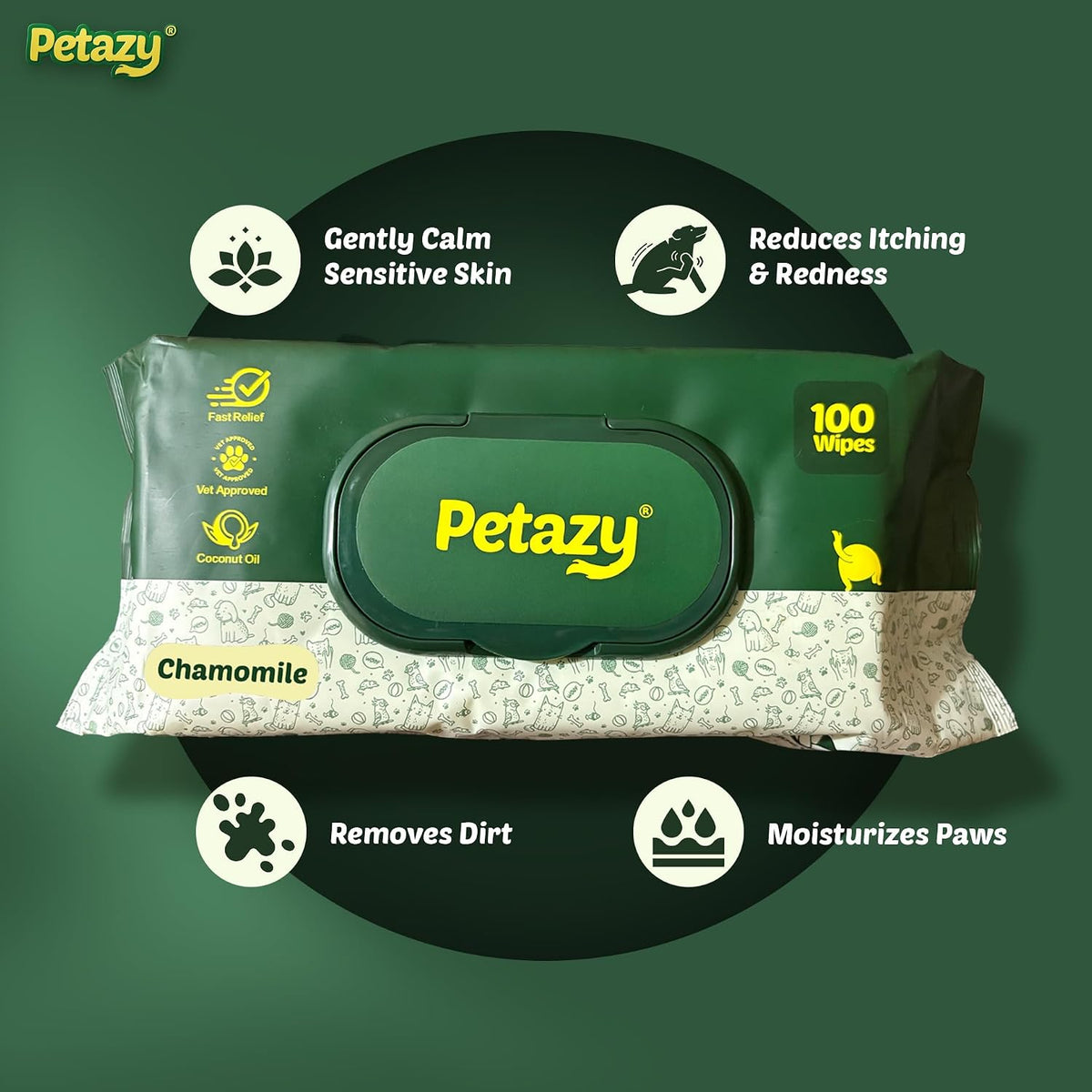 Pet Wipes for Dogs & Cats, Paws, Ears & Butt Cleaning - Chamomile / 400 - image 2