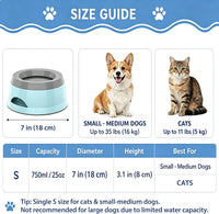 25 oz No Spill Water Bowl for Dogs and Cats Small Slow Drinking Dog - Blue - image 4