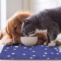 Dog Food Mat, Absorbent Water Bowl Mats Cat Pet Feeding Placemats Pink 20 * 12 inch – Essentials for Dogs - Dark Blue / 32"L x 24"W - image 4