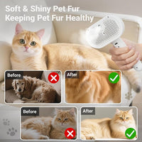 Pet Steam Brush for Dogs & Cats with Pet Conditioner, 4 in 1 Spray Hair Removal Comb for Shedding & Grooming, Self Cleaning Water Brush for Long & Short Haired Pets