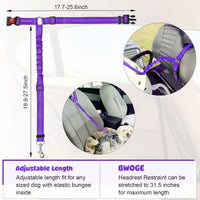 2 Pack Dog Seat Belt for Car, Headrest Restraint Safety Leads – Essentials for Dogs - Purple / Elastic - image 2