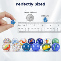 POPLAY 160 glass marbles in cat's eye, speckled, swirl and translucent designs - view 3