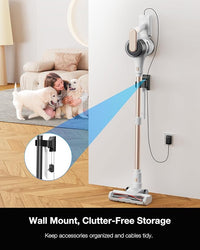 Cordless Stick Vacuum Cleaner for Home, Lightweight Rechargeable Vacuum with 55min Runtime, Powerful Suction, Green LED Headlight, 9-in-1 Pet Hair Carpet & Hardwood Floor Cleaner