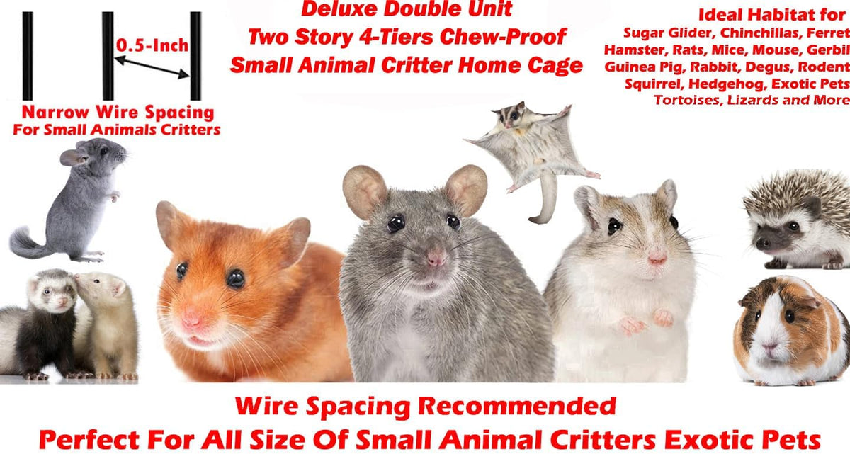 Deluxe Double Unit Two Full Story Small Animal Critter Home Rolling - Black Vein / 4 / 20.5"L x 20.0"W x 45.5"H - image 2