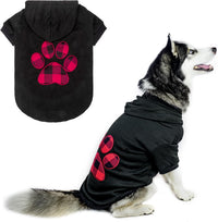 Plaid Dog Hoodie Pet Clothes Sweater with Hat and Pocket for Small - Black & Red / Large (Pack of 1)