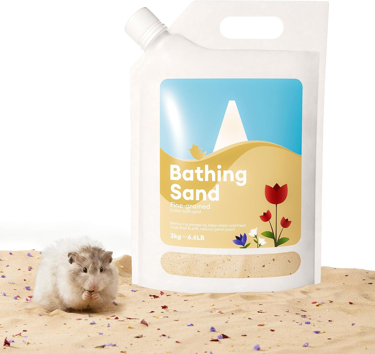 BUCATSTATE Hamster Bath Sand with Pour Spout - 6.6LB / Flower Scent