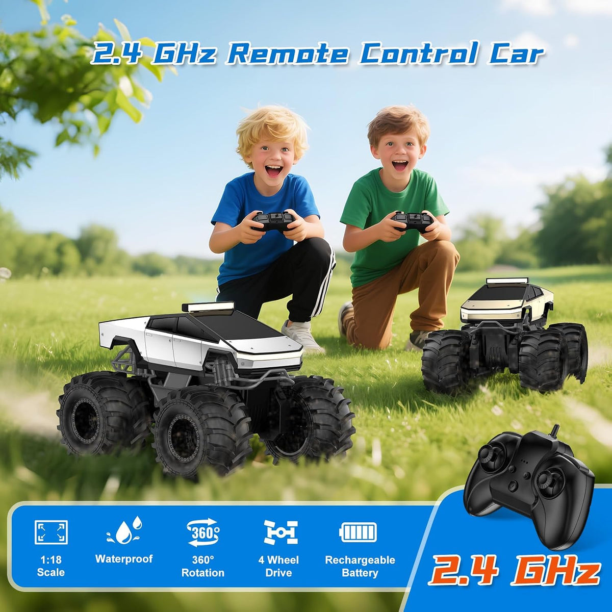 Amphibious Remote Control Car - Silver - image 3