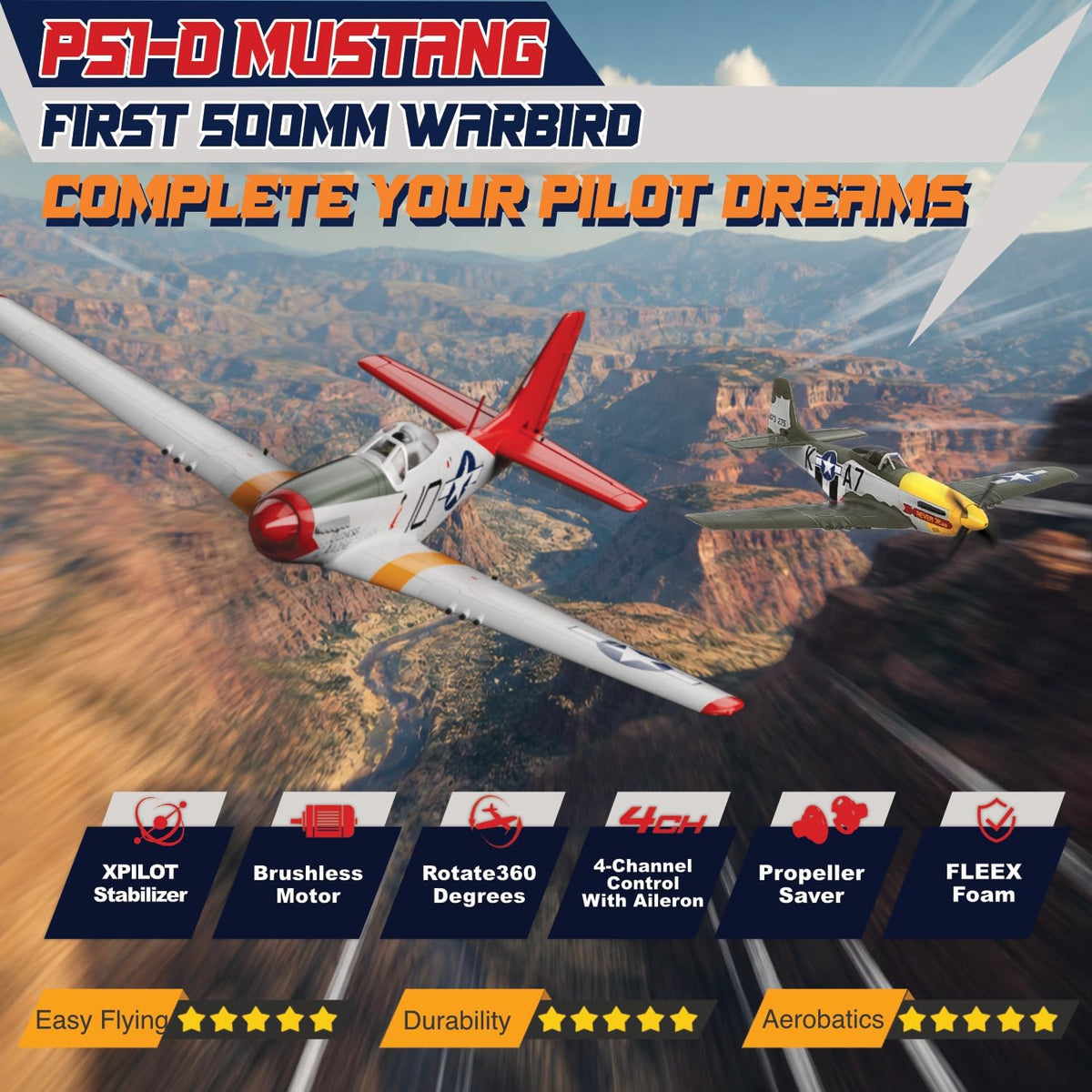 LEAMBE 4 Channel RC Plane, Ready to Fly Aerobatic Aircraft - White / Extra Large - image 2