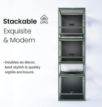 MagicCube 18'' x 18'' x 18'' Reptile Tank with Lock, 24 Gallon Reptile Terrarium with Flip-Up Tempered Glass Door, Top Screen Ventilation for Leopard Gecko - Bottom Not Leakproof
