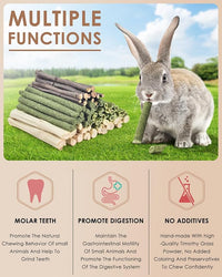 Bissap 60 PCS Rabbit Chew Sticks, Sweet Bamboo Timothy Hay Chew Stick Papaya Stems Apple Branch Bunny Chews for Rabbit Hamster Chinchilla Guinea Pig Small Pet Natural Molar Treats