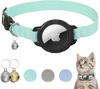 AirTag Cat Collars, Stretchy Collar with Air Tag Holder and Bell – Essentials for Cats - Green
