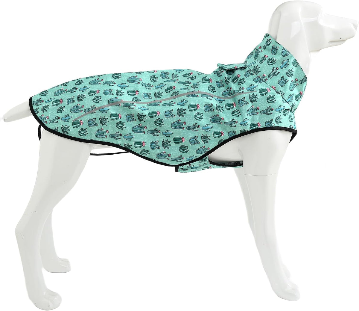 Mile High Life Dog Raincoat - L Chest 32"-40" / Green Cactus