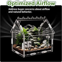 Magnetic Acrylic Terrarium Kit - 5.9"x3.9"x5.1" Jumping Spider Enclosure/Tarantula Cage with Secure Magnetic Latches, Ventilation & Escape-Proof Design - Reptile/Chameleon/Mantis Habitat