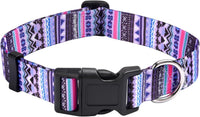Mihqy Dog Collar for Medium Dogs, Fashion Design, M - S (Neck 9.8-15.7", Width 5/8") / Purple Bohemia