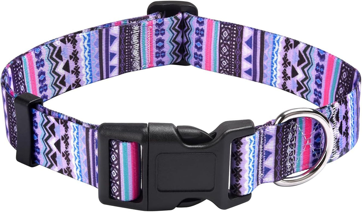 Mihqy Dog Collar for Medium Dogs, Fashion Design, M - S (Neck 9.8-15.7", Width 5/8") / Purple Bohemia
