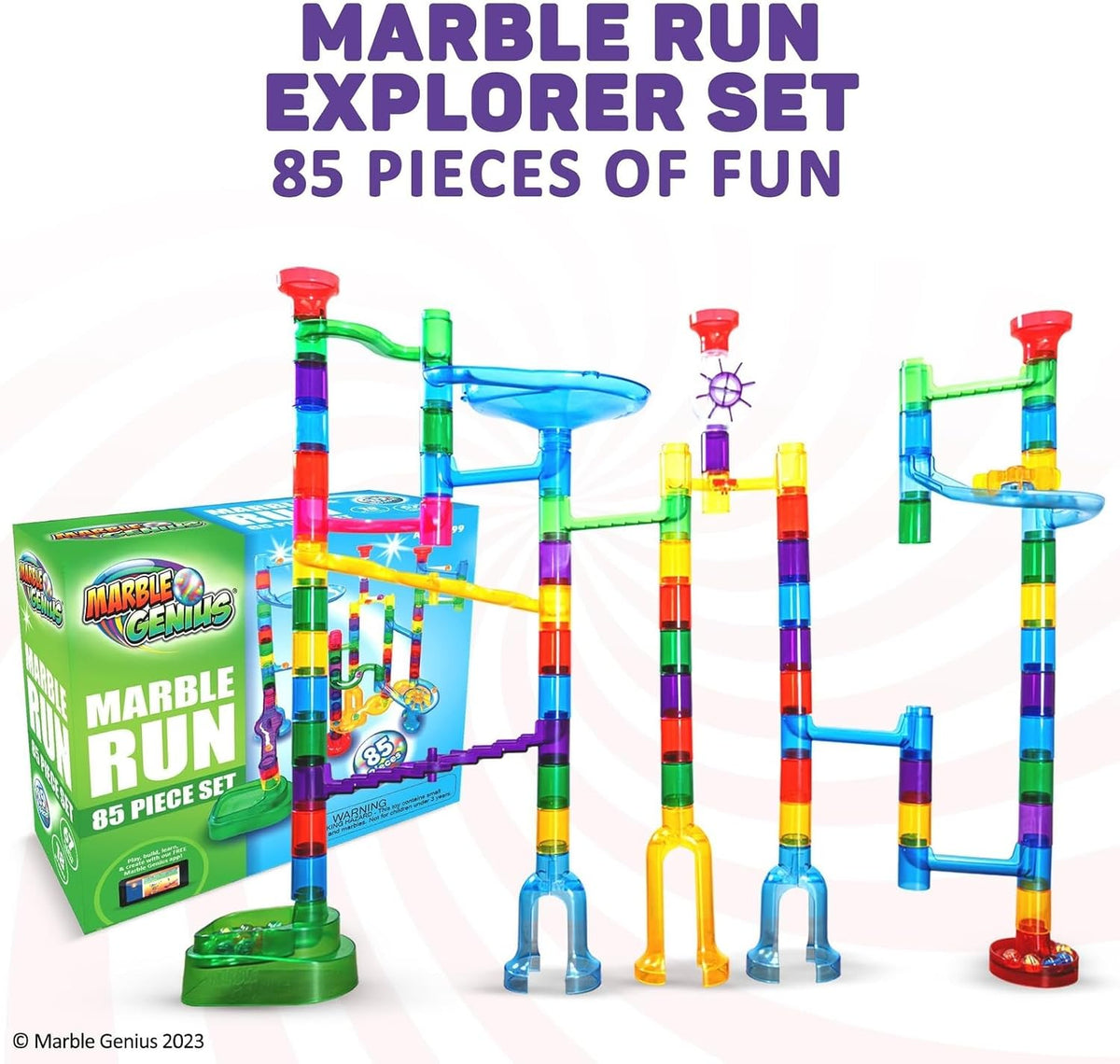 Marble Genius Marble Run Super Set, 150 Translucent Pieces - 85 Pieces - Explorer Set - image 2