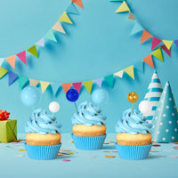 NACHLYNN 80 Pcs Cake Balls Decorations Mini Balloon Cake Topper Balls - Blue White Gold Series - image 4