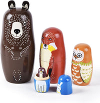 Russian Nesting Dolls, Bear Wooden Stacking Set - Brown Bear