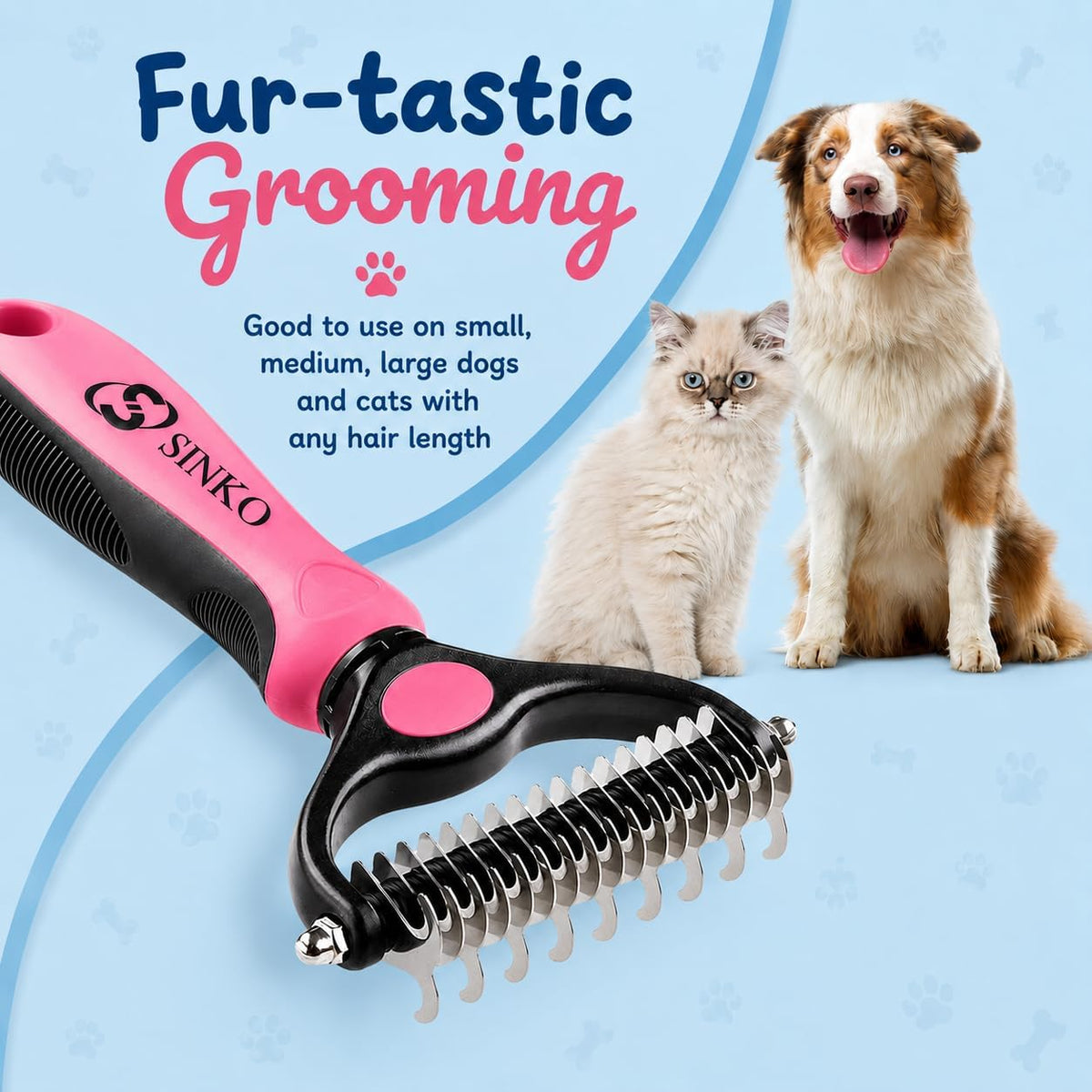 Sinko Shedding Brush For Dog and Cat - Pink - image 4