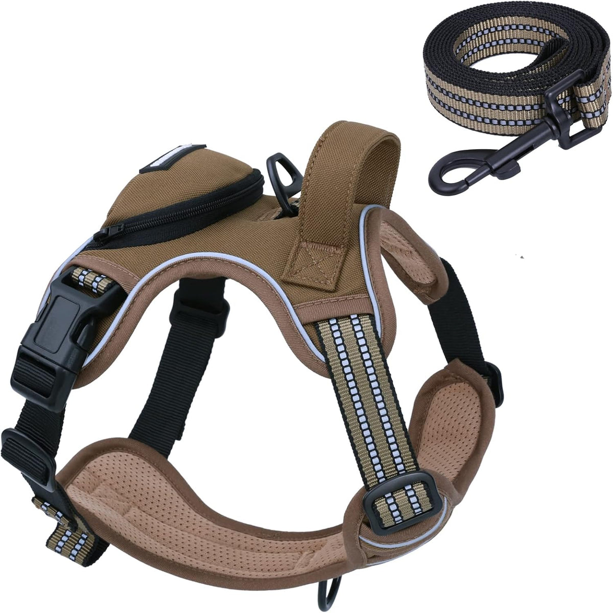 No Pull Dog Harness for Medium Dogs - Brown / L