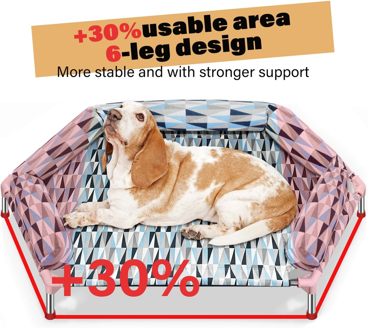 Elevated Dog Bed with Bolster - 6 side Bolster / X-Large - image 3