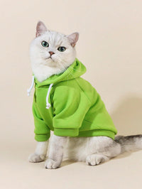 Basic Dog Hoodie Sweatshirt Puppy Sweater Warm Cat Costumes Pet - X-Small / Green - image 2