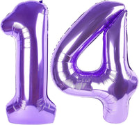 Navy Blue 1 Balloon, Number Balloon 40 Inch - Purple / Number 14