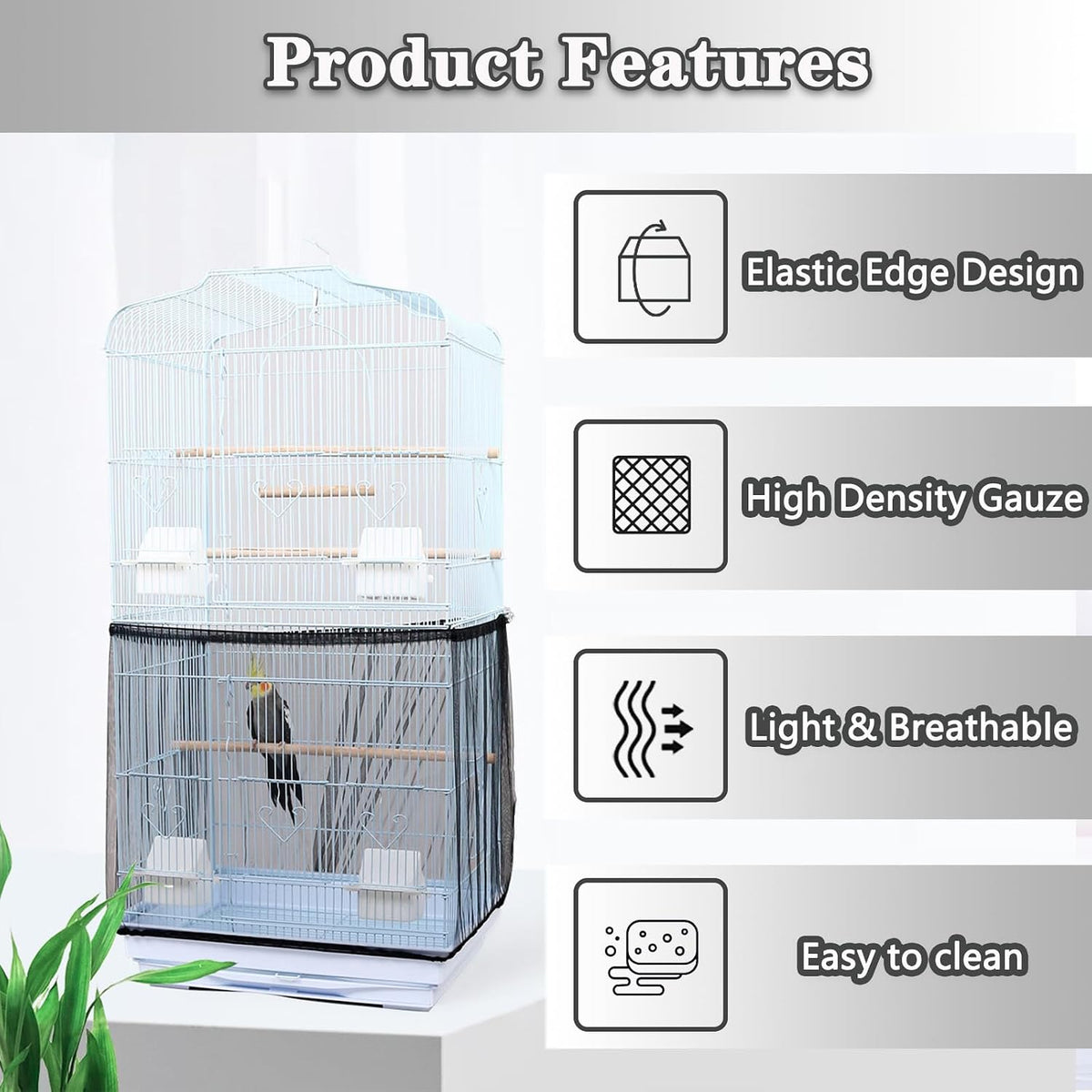 Adjustable Bird Cage Netting - Black / Circumference 59″-87″, height 15.7″ - image 4