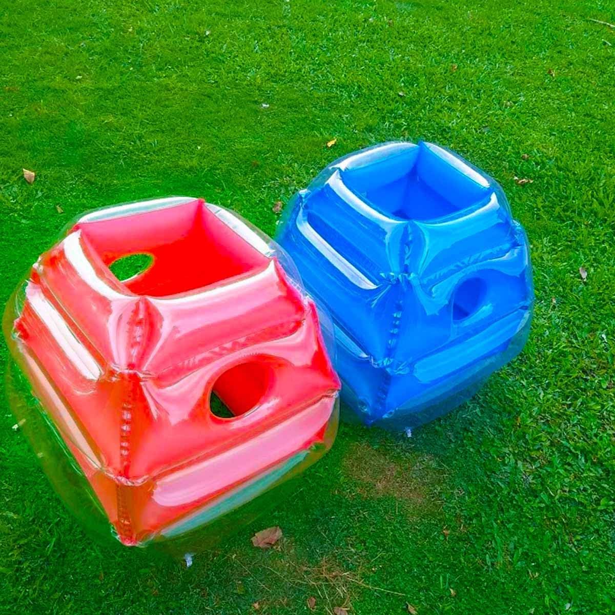 SUNSHINE-MALL 2 pc Sumo Balls for Kids, Bubble Bounce Ball - red+blue - image 3