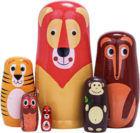 Russian Nesting Dolls, Bear Wooden Stacking Set - Long Lion