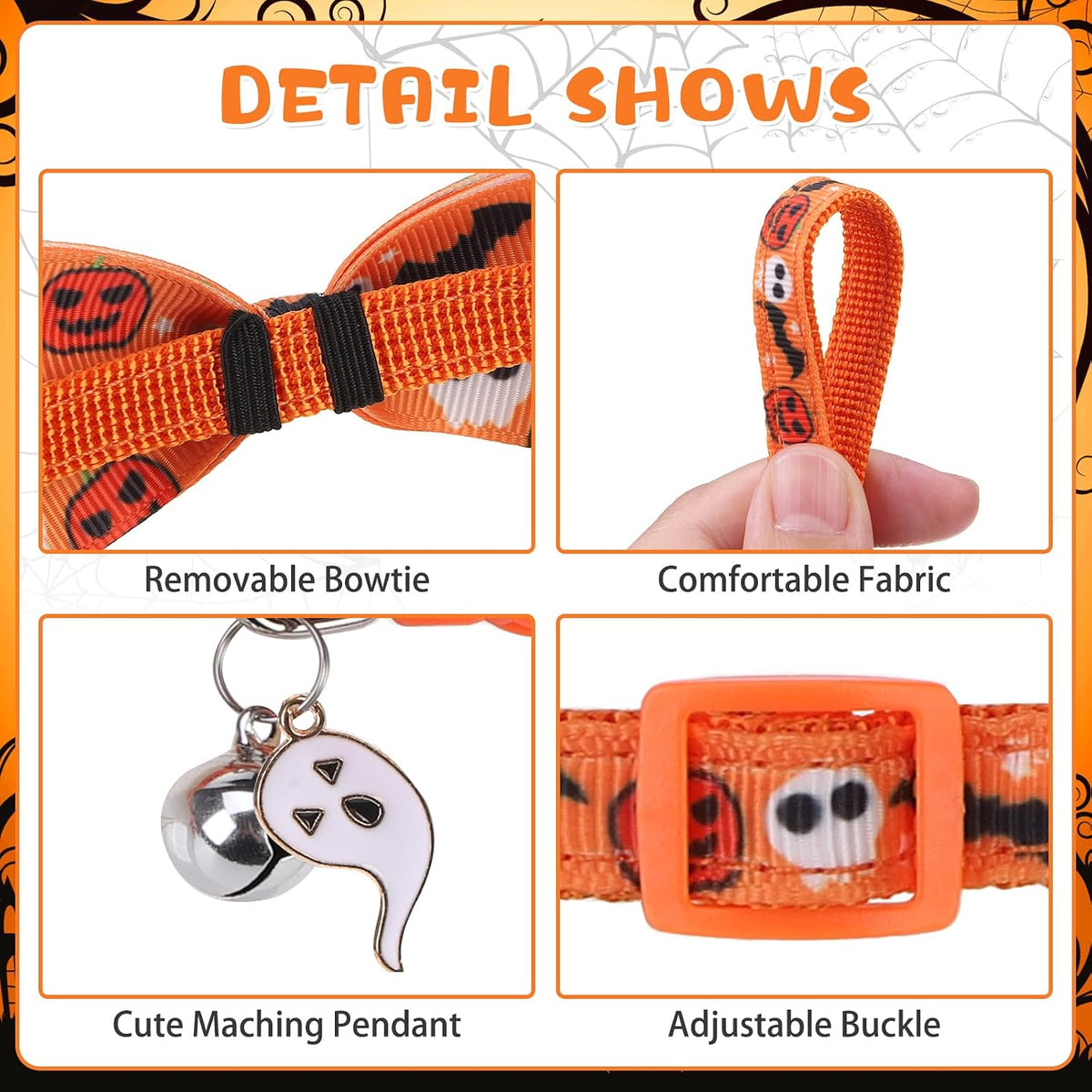 Halloween Cat Collar Breakaway with Bowtie and Bells - Halloween Pattern - image 4
