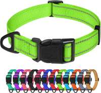 Small Dog Collar, Reflective Puppy Collar, 3/8" Width - Green / S+: 3/4"x(10-16")