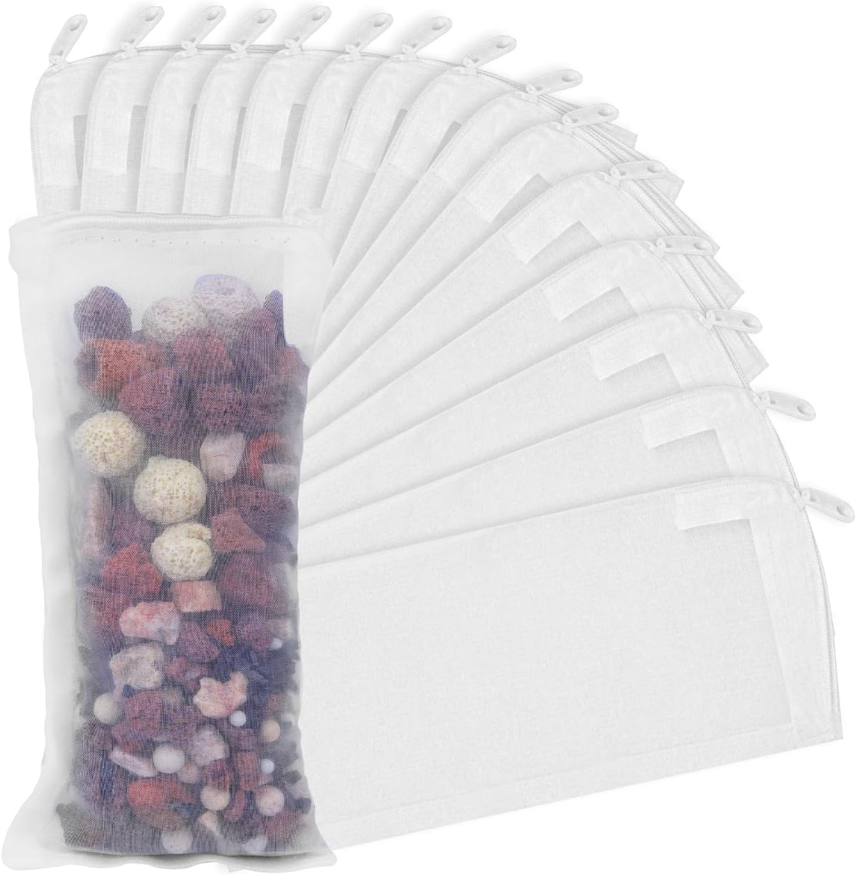 10pc Filter Media Bags for Aquarium - 3.1" x 7.9" - 15pack / White