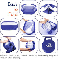 Pawaboo Small Animals Playpen, Waterproof Small Pet Cage Tent with Zippered Cover, Portable Outdoor Yard Fence with 3 Metal Rod for Chick/Kitten/Puppy/Guinea Pig/Rabbits/Hamster/Chinchillas,Indigo