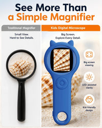 Kids Microscope, 500X Digital Magnifying Glass, Explore STEM Toy - Deep Blue / 1 Pcs - image 2