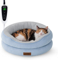 ZOMISlA Heated Cat Bed for Indoor Cats - 21 x 21 x 8 in / Blue