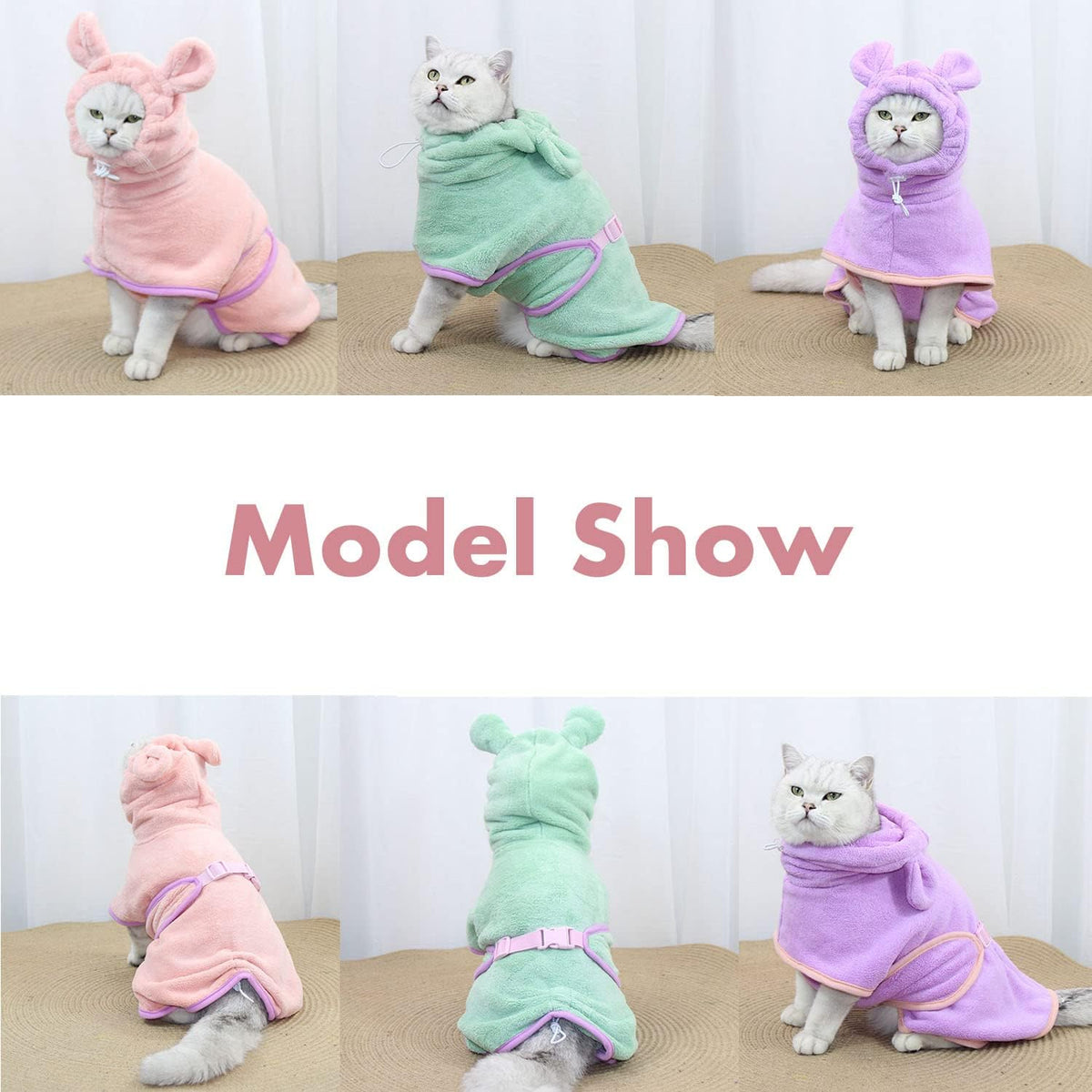 Dog Bathrobe, Microfiber Fast Drying Absorbent Hooded Bath Towel White for Puppy Small Medium Large - XS:10-20LB (2nd Generation) / Pink - image 4