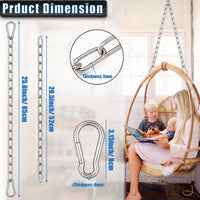 2 Pack Hanging Swing Chain with 4 Carabiners 25in, Swing Chairs - Silver / 25in×1pcs - image 2