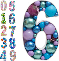28 inch DIY Mosaic Balloon Number 1 Frame, Party Backdrop Decor – Fun for Kids & Family - Number 6