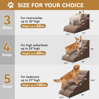 Zerbuger Dog Ramp and Stairs for Bed, Coffee 3 Steps 16" H - Coffee / 5 - image 2
