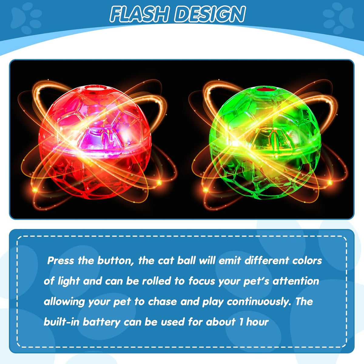 Frienda 4 Pcs Light up Cat Ball LED Motion Ghost Hunting Cat Ball – Essentials for Cats - Colorful - image 3