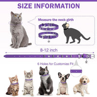 Leather Cat Collar, Breakaway Kitten Collars with Bell, Black – Essentials for Small Pets - Purple_Star & Moon / 8"-12" Cats / Mini Dogs(Pack of 1) - image 4
